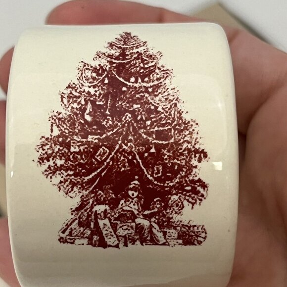Vintage 2004 Square Nest Ceramic Napkin Rings Holders Christmas Tree Set Of Four - Picture 3 of 16